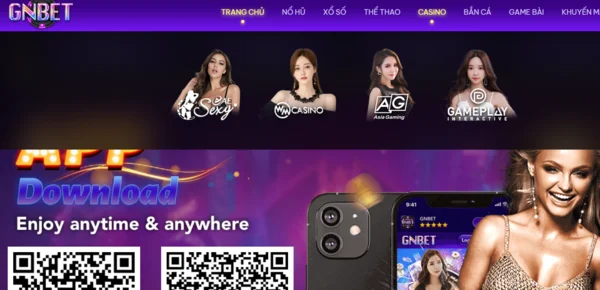 Giao diện Live casino Gnbet thiết kế chuyên nghiệp, đa dạng sản phẩm